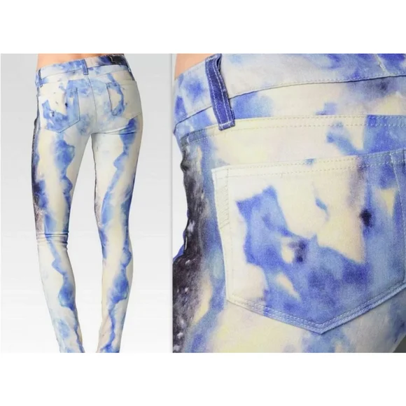 Women's Paige Denim Jeans Size 28 Blue White Tie Dye - Picture 2 of 13